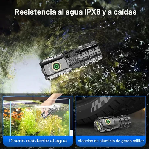 Vista 5 de UNROEVS XC06 LED Linterna pequeña 2550 lúmenes con base magnética