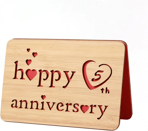 Vista 46 de Tarjeta de felicitación de madera para el primer aniversario, hecha a mano, 1 año, aniversario de boda, tarjeta de primer aniversario para ella, él