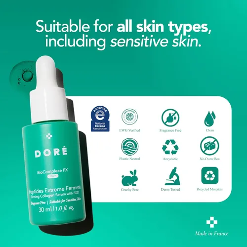 Vista 4 de Dore - Peptides Extreme Fermeté - Suero reafirmante de colágeno (1.0 fl oz), suero peptídico para antienvejecimiento, suero facial con péptidos