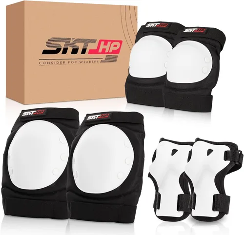 Vista 9 de SKT HP Equipo de protección para adultos, rodilleras, coderas, muñequeras para patinaje en línea, ciclismo, patinaje A: Negro