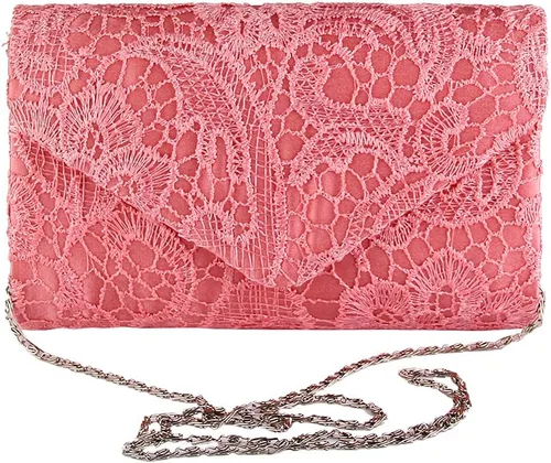 Vista 4 de JIAN YA NA Bolso de mano para mujer, elegante bolso de noche de encaje floral, diseño de sobre para boda, fiesta, graduación, cóctel