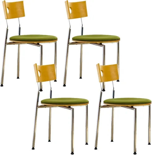 Vista 25 de Stackable Dining Chairs Set, Kitchen Chair with Curved Backrest, Upholstered Living Room Chair, Occasional Seat Dining Room Chairs with Metal