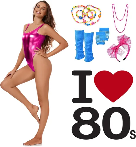 Vista 3 de Kepblom Womens Metallic Bodysuit Leotards - Shiny Backless 80s90s Rave Outfits,High Cut Thong Top, One Piece Swimsuit