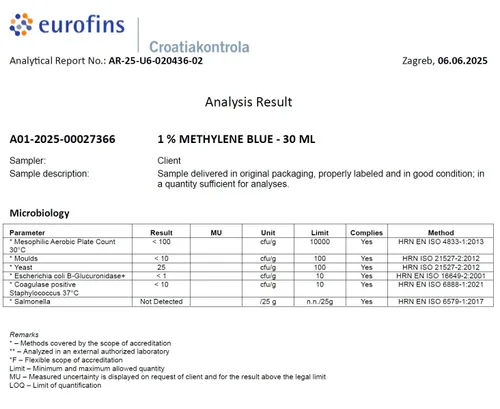 Vista 3 de Solución azul de metileno al 1% de 1 onza líquida - 1.0 fl oz Pureza ultra alta Ingredientes de grado farmacéutico USP - Probado por terceros