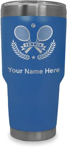 Vista 35 de LaserGram Personalized 20oz Tumbler, Tennis Rackets (Black) Engraved Gift for Tennis Players, Vacuum Insulated Stainless Steel, Laser Engraved