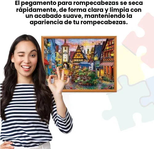 Vista 4 de MasterPieces – Pegamento para rompecabezas con esparcidor de plástico ancho, fácil de aplicar, se seca rápido y transparente, protege rompecabezas