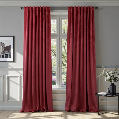 Vista 50 de Cortinas de terciopelo opacas para oscurecer la habitación de 63 pulgadas de largo para sala de estar, comedor, 2 paneles, privacidad pesada