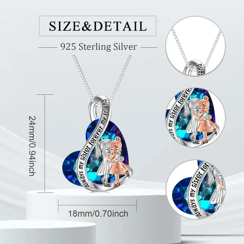Vista 52 de Collar de plata de ley para hermanas, joyas de cumpleaños para hermanas y amigas