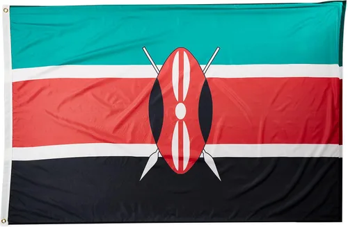Vista 4 de Annin Flagmakers Bandera de Kenia fabricada en Estados Unidos según las especificaciones oficiales de diseño de las Naciones Unidas, 2 x 3 pies