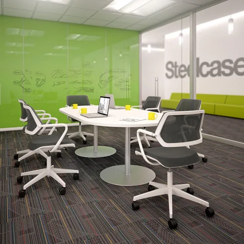 Vista 5 de Steelcase Silla QiVi, tela azul Jay