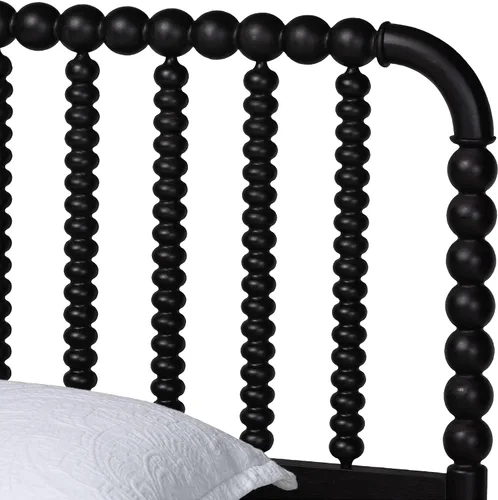 Vista 4 de Baxton Studio Lucera Bobbin - Cama de plataforma de madera, individual, color negro