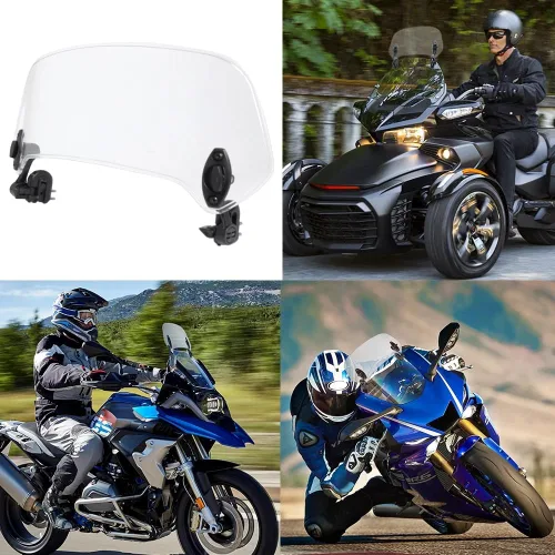 Vista 5 de Extensión universal para parabrisas de motocicleta, alerón ajustable, deflector de parabrisas para motocicleta, enduro, supermoto, scooter, UTV ATV