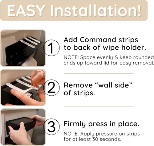 Vista 6 de Soporte para toallitas para baño – Organizador adhesivo de montaje en pared para toallitas húmedas – Estante de toallitas de inodoro de baño