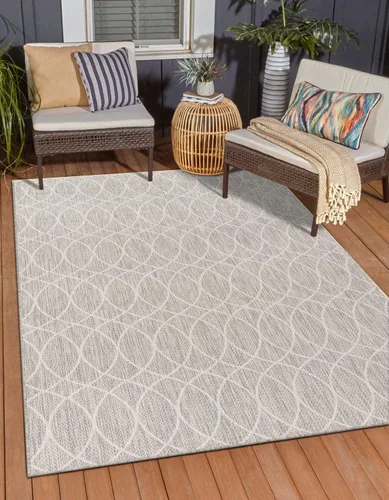 Vista 10 de Unique Loom Outdoor Trellis Collection - Alfombra de área (10 pies, redonda, verde/marfil)