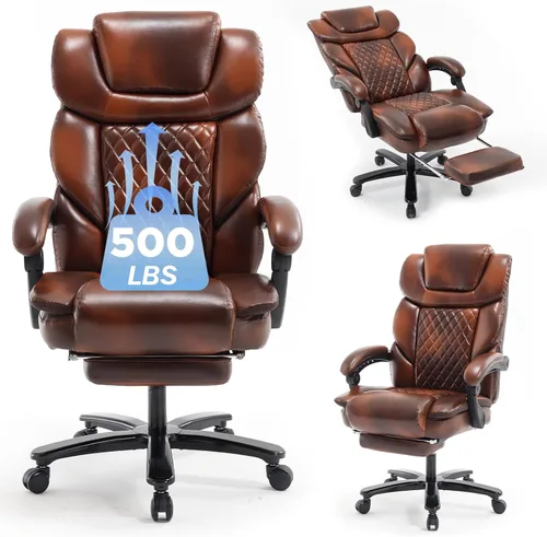 Vista 10 de Masaje de amasado 3D de tamaño grande cómoda silla de escritorio de oficina para mujeres Marrón