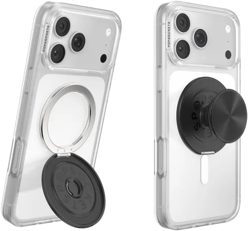 Vista 15 de PopSockets Agarre Kick-Out para MagSafe, Kickstand- Knurl Gunmetal Moleteado Gunmetal