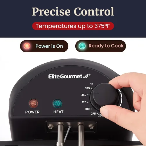Vista 5 de Elite Gourmet EDF475 Freidora eléctrica de 4.2 cuartos de galón de capacidad de aceite con perilla de temperatura, 1 cesta de 4 cuartos de galón