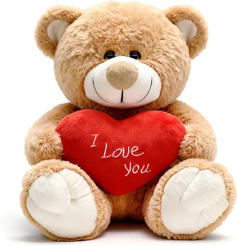 Vista 8 de ¡Te quiero! Oso de peluche de 10 pulgadas con corazón rojo, muñeca de oso de peluche suave, juguetes de peluche, regalos para ella/novia, amante