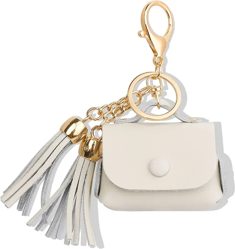 Vista 2 de MODOS LOGICOS Funda De Carga De Cuero Genuino Para Apple AirPods Pro - Beige Con Borlas