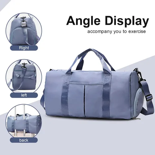 Vista 3 de ZGWJ Bolsa de viaje con relleno de hombro, impermeable, para mujeres y hombres, para natación, deportes, viajes, gimnasio, bolsa plegable