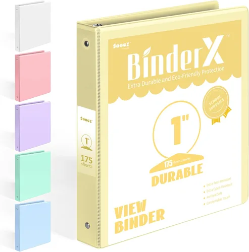 Vista 10 de BinderX - Carpeta de 3 anillos redondos extraduradera de 1 pulgada, se adapta a 175 hojas de papel de 8.5 x 11 pulgadas, cubierta personalizable