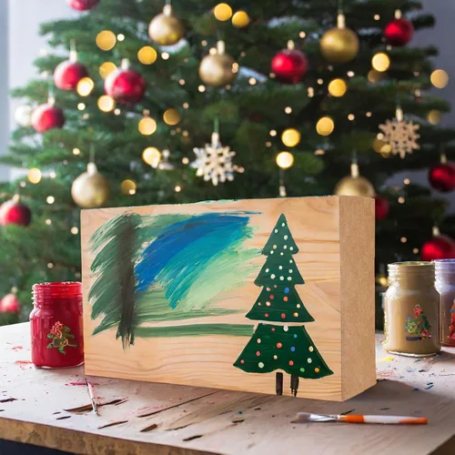 Vista 2 de Bright Creations - Bloques de madera sin terminar para manualidades, bloques para letreros, juegos para niños (4 unidades)