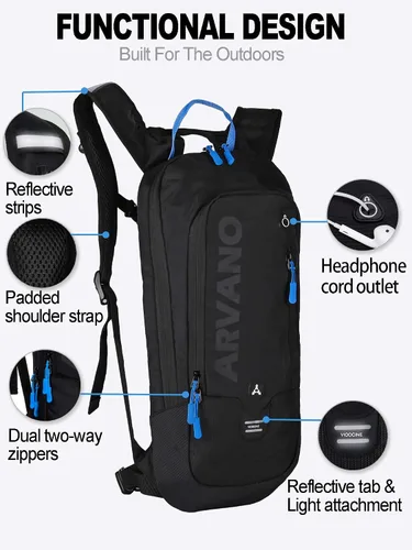 Vista 2 de Hydration Backpack, Lightweight Hydration Pack with 2L Water Bladder, 6L Water Backpack for Men Women Cycling, Hiking, Mountain Biking, Skiing