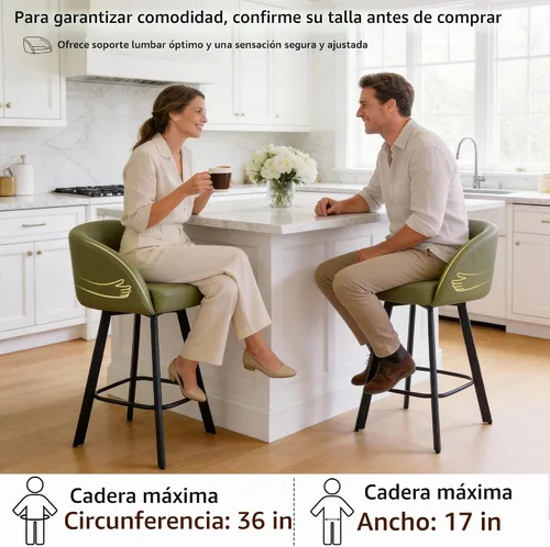 Vista 3 de FIRAVOE Juego de 2 taburetes de bar, taburetes de bar giratorios de altura de mostrador de 26", con respaldo y reposabrazos, taburetes de bar