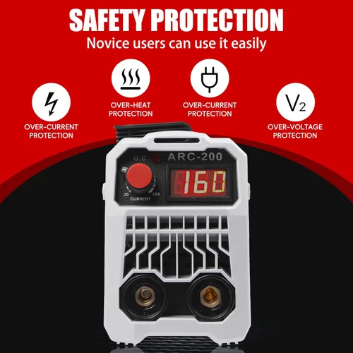Vista 7 de Soldador de palo ARC200 110V, mini máquina de soldadura eléctrica portátil, soldador inversor IGBT con protección de seguridad y control