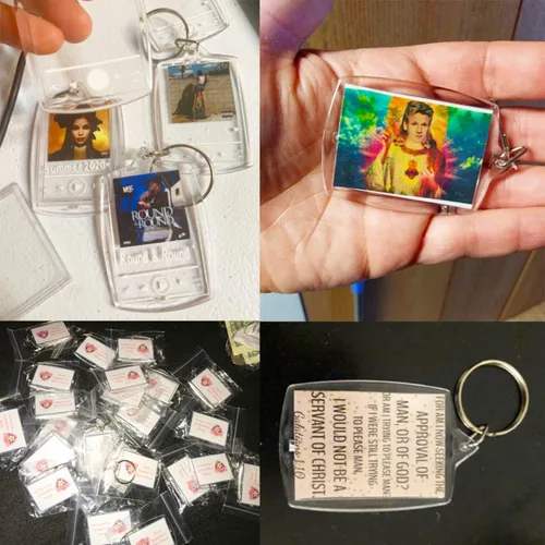Vista 6 de 30 llaveros de acrílico para marcos de fotos, transparentes con anillo dividido, llavero transparente, regalo para amigos de la familia