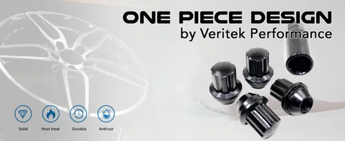 Vista 8 de Juego de 4 tuercas de rueda Veritek 14x1.5mm 38mm de longitud con llave hexagonal de 21mm y 22mm, negras, grandes, con asiento cónico