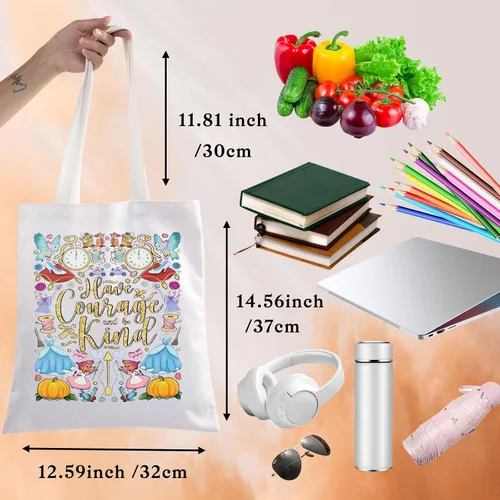 Vista 2 de BWWKTOP Bolso de lona de Cenicienta de princesa con cuentos de hadas, regalo para fanáticos, tener coraje y sé amable