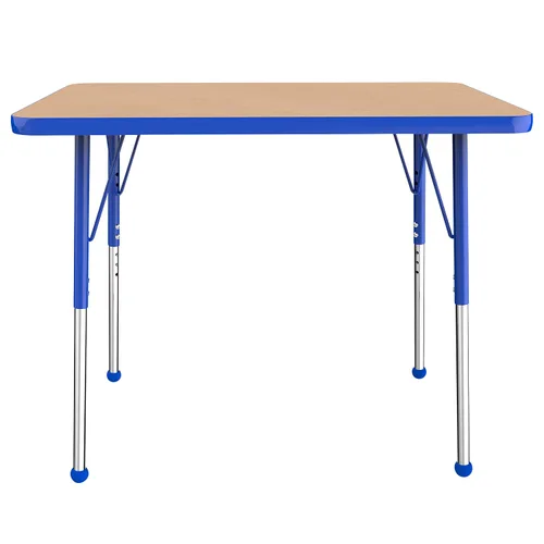 Vista 134 de FDP - Mesa rectangular para actividades escolares y de oficina (24 x 36 pulgadas), patas estándar con deslizadores giratorios, altura ajustable