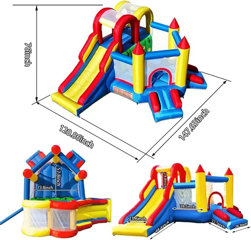 Vista 6 de Umbalir Casa de Rebote Inflable para Niños de 3-8 años, Casa de Rebote Acomoda 4-6 Niños, Diversión Segura para Jugar en Interiores/Exteriores
