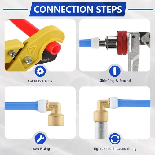 Vista 5 de Paquete de 5 YVSKM) 1/2" PEX-A Expansión × 1/2" Hembra NPT codo NPT, conexión roscada de flujo completo de latón sin plomo, certificado ASTM F1960