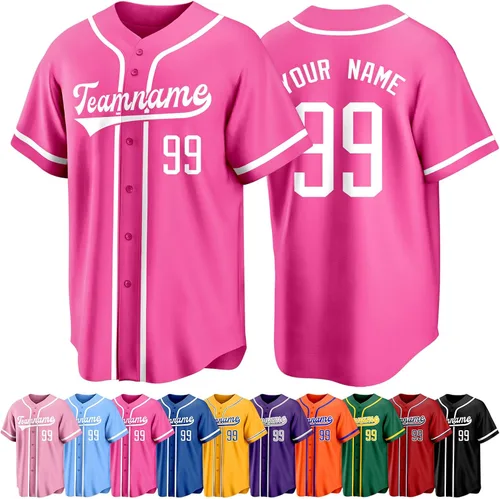 Vista 24 de Custom Baseball Jersey Personalized Short Sleeve Team Sport Uniform Baseball Shirt for Men Women Youth Boy