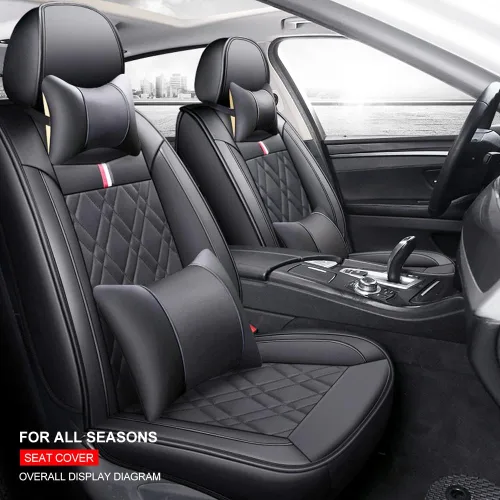 Vista 2 de Fundas de asiento de automóvil adecuadas para 1, 2, 3, 4, 5, 6, 7series, impermeable y transpirable, cojín de asiento de automóvil con respaldo