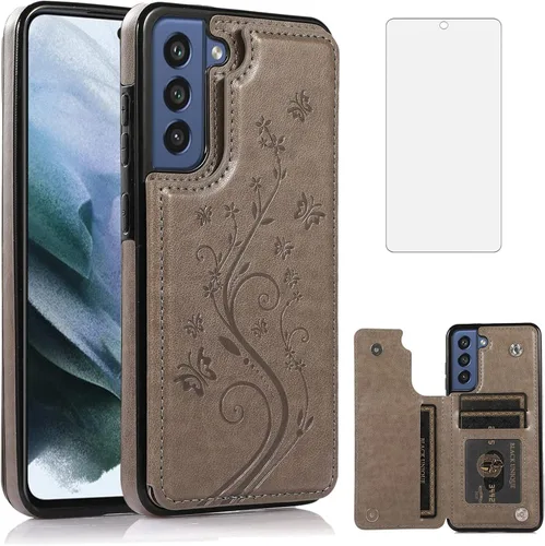 Vista 8 de Funda de teléfono para Samsung Galaxy S21 FE Gaxaly S 21 FE 5G con protector de pantalla de vidrio templado, tarjetero con soporte para tarjetero