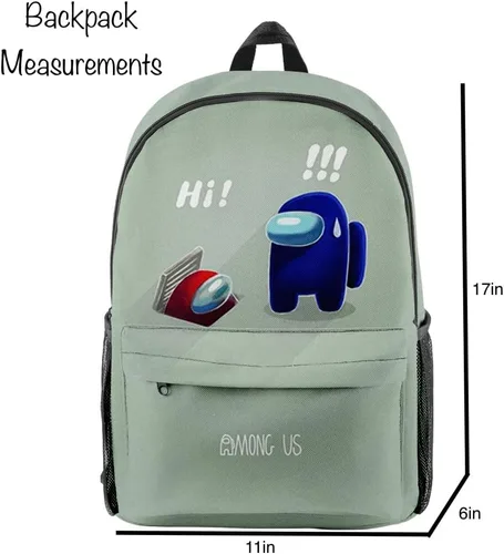 Vista 4 de Entre nosotros mochila de juego 3D impreso para niños bolsas escolares resistentes libro bolsas para niños y niñas Daypack, Azul claro, talla única