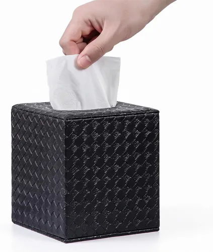 Vista 7 de Cubierta de Caja de Paños Negra, Cuadrada, Soportes de Caja de Paños para Accesorios de Baño