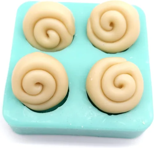 Vista 4 de Molde de rollo de canela - 1 pulgada de diámetro - Mini rollos de canela 4 cavidades Moldes de cera para derretir molde de bollo de canela Moldes