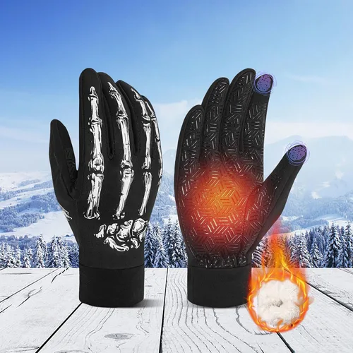 Vista 7 de Generic Guantes de invierno de lana para clima frío, impermeables, pantalla táctil, ciclismo, unisex, para adultos, rosa, ambidiestro, sin botones