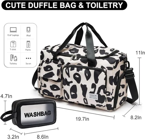 Vista 375 de Pequeña bolsa de gimnasio para mujer, bolsa de viaje con compartimento para zapatos