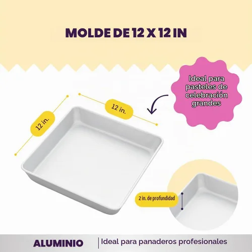 Vista 3 de Wilton Molde cuadrado de aluminio para tartas, fabricado sin PFAS, 12 x 12