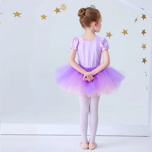 Vista 3 de WonderBabe Girls Ballet Dress Short Sleeve Leotards Skirted Dance Tutu Dress Princess Birthday Party Fancy Ballerina Costume