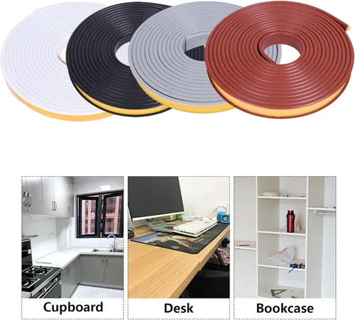 Vista 3 de Bandas de borde en forma de U, 5 metros de ribete de chapa autoadhesivo, protector de borde flexible de TPE para muebles, para reparación