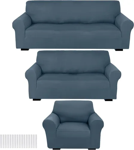Vista 10 de Peryiter Juego de 3 Fundas para Sofá, Cubiertas de Muebles para Sofá, Loveseat, Sillón, Ajuste de Forma Elástico, Sin Arrugas, Protector de Muebles