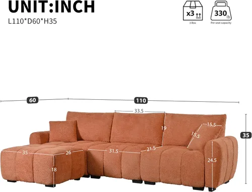Vista 2 de [VIDEO] 110" Modular Sectional Sofa, L Shape with Extra-large Seat, Pull-l