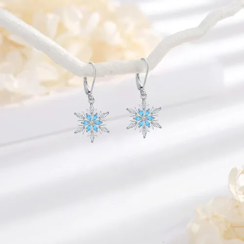 Vista 28 de Aretes colgantes de plata de ley con diseño de árbol de la vida, flor, abeja, animales, gato, colibrí, piedra lunar, turquesa, aretes con cierre