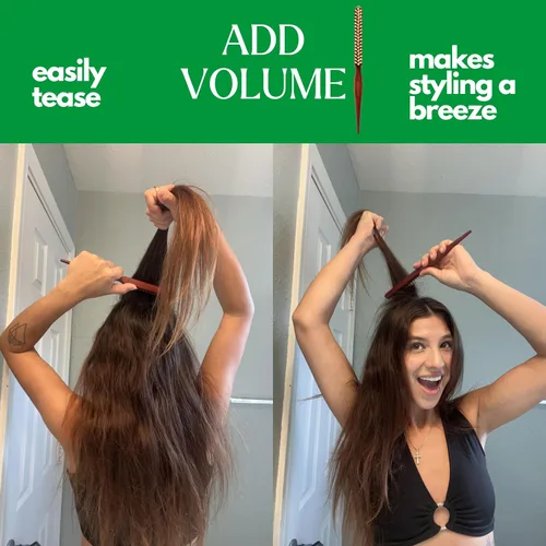Vista 5 de GranNaturals Cepillo de cerdas de jabalí suave para cabello de espalda resbaladiza, peinado, control de bordes, suavizar los pelos de bebé